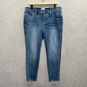 Madewell Jeans Womens 34 Petite Blue Medium Wash 10" High Rise Skinny Button Fly